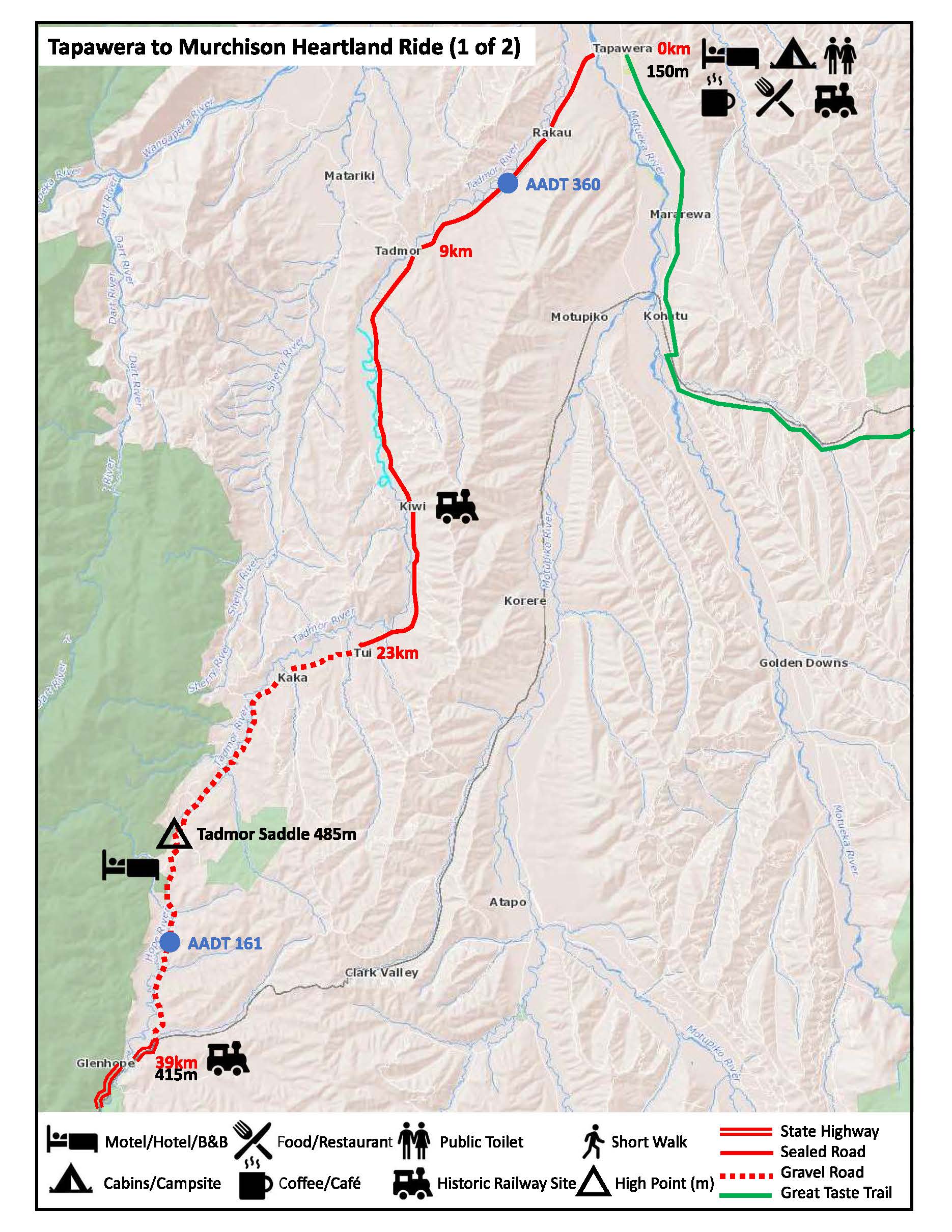 Tapawera to Murchison Heartland Ride Profile Map